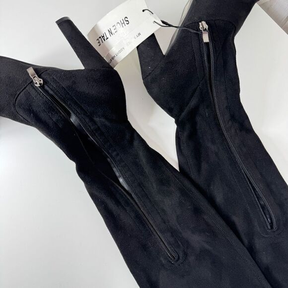 Shoe’n Tale Microfiber Over The Knee Thigh High Boots Black 7.5 Block Heel - Picture 9 of 15